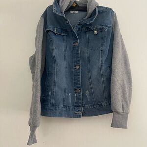 Denim Jacket with Gray Sleeves